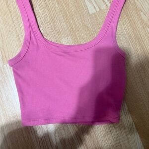 SHEIN Pink Ribbed Crop Tank